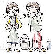 図　イラスト（手袋とマスクをする人のイラスト）