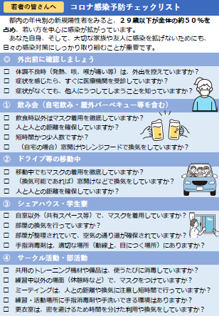 若者向けコロナ感染予防チェックリスト（令和4年4月作成） 東京都保健 ...