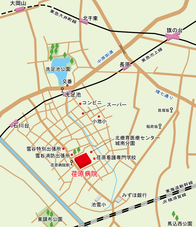 東京都立荏原病院のアクセスマップ